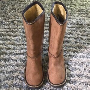 Sketchers Tall Boots with Gold Edges Metal Logo, fits US Women 6